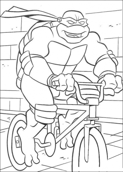 Leonardo Rides A Bicycle  coloring page image