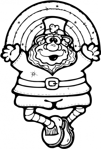 Leprechaun Doll with a Rainbow coloring page image