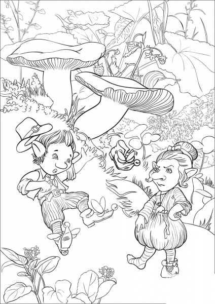 Leprechauns and Naughty Winged Shoe coloring page image