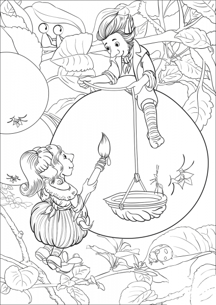 Leprechauns are painting apples red and this is how apples ripen  coloring page image