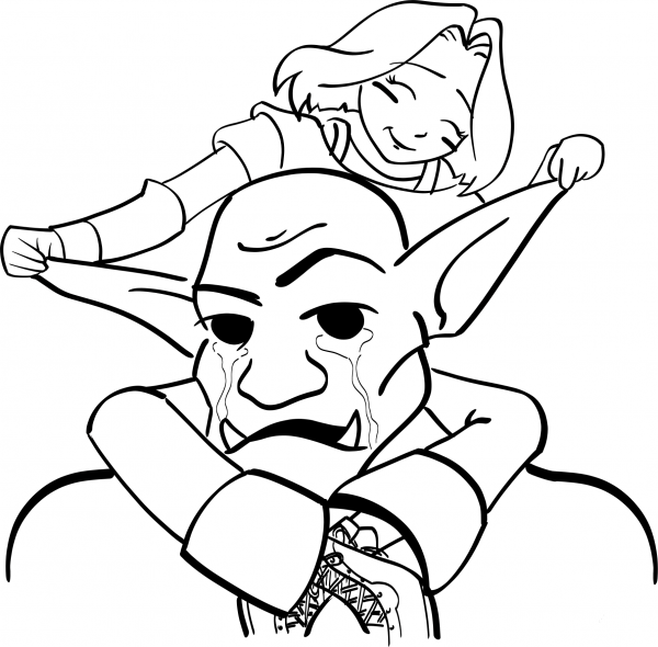 Lesli and Troll coloring page image