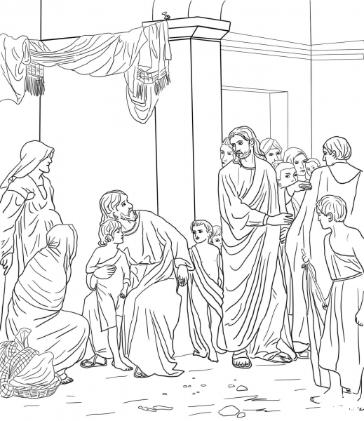 Let the Little Children Come Unto Jesus coloring page image