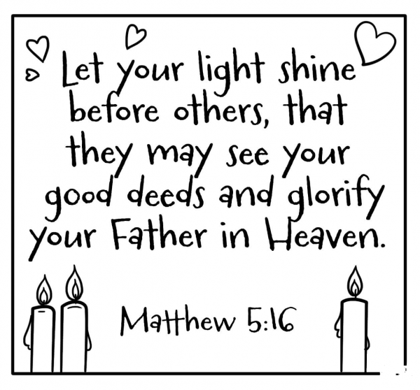 Let Your Light Shine Before Others – Encouraging Christian Note coloring page image