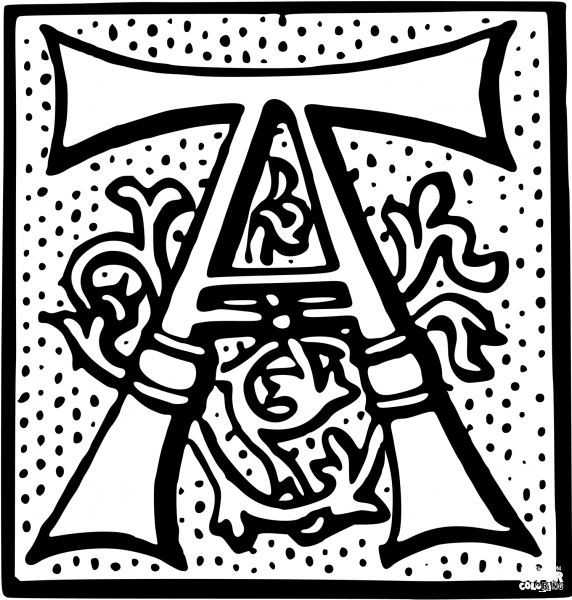 Letter A coloring page image
