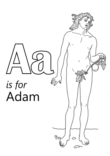 Letter A is for Adame coloring page image