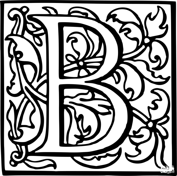 Letter B coloring page image