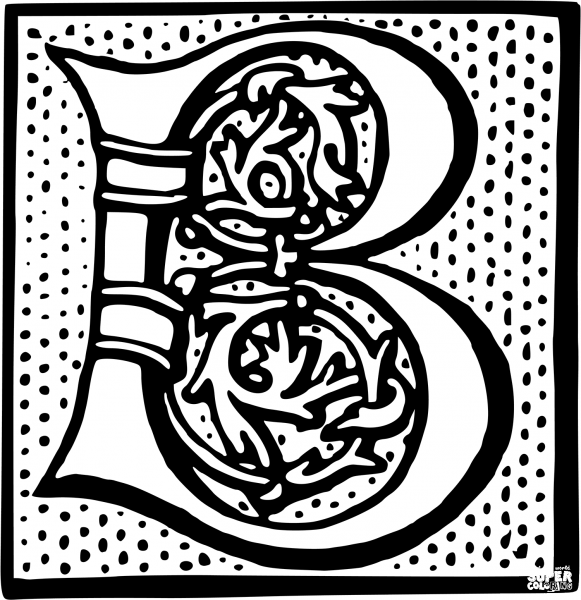 Letter B coloring page image