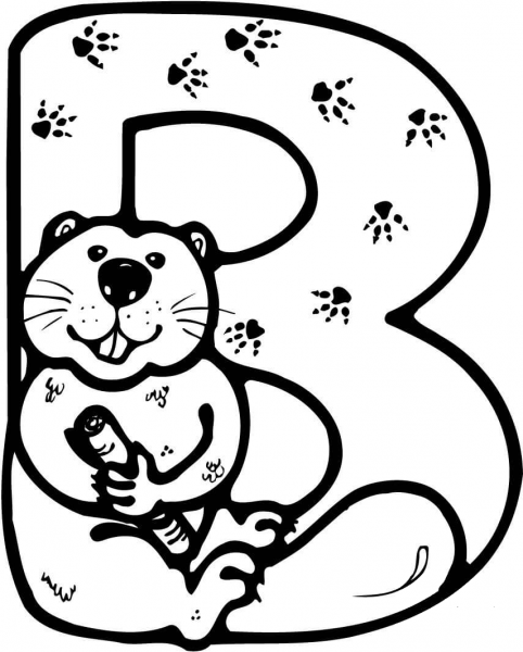 Letter B is for Beaver coloring page image