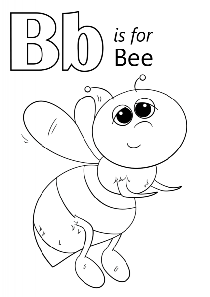 Letter B is for Bee coloring page image