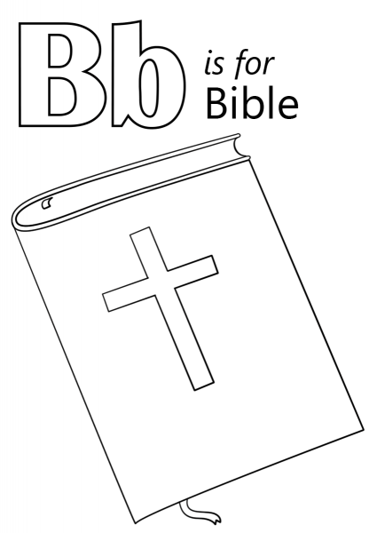 Letter B is for Bible coloring page image