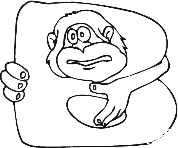 Letter B with Monkey coloring page image