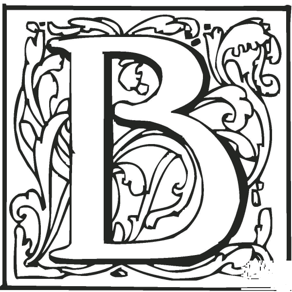 Letter B with Ornament coloring page image
