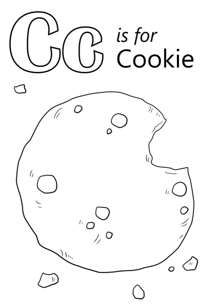 Letter C is for Cookie coloring page image