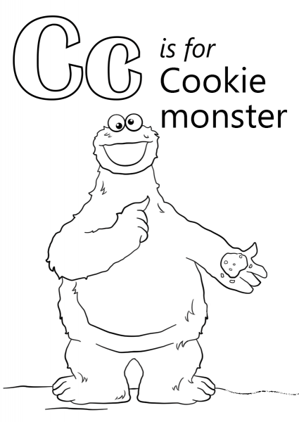 Letter C is for Cookie Monster coloring page image