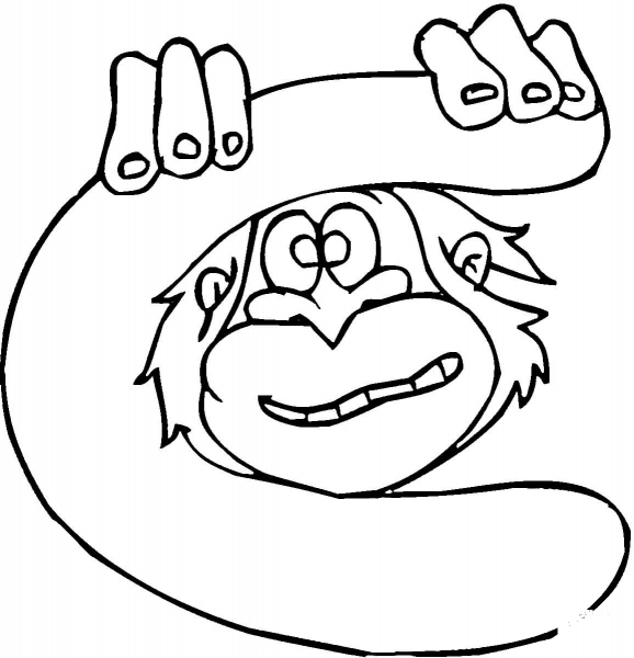 Letter C with Monkey coloring page image