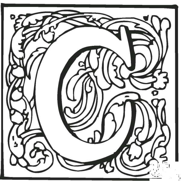 Letter C with Ornament coloring page image