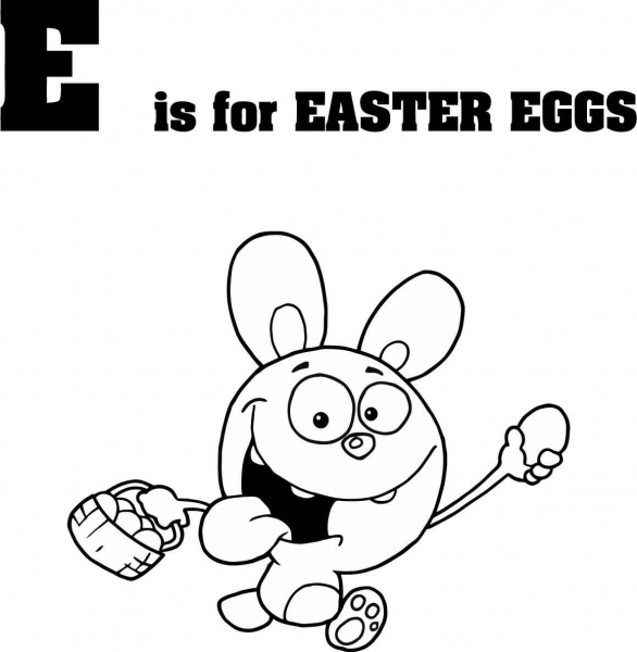 Letter E is for Easter Eggs coloring page image