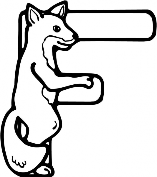 Letter F is for Fox coloring page image