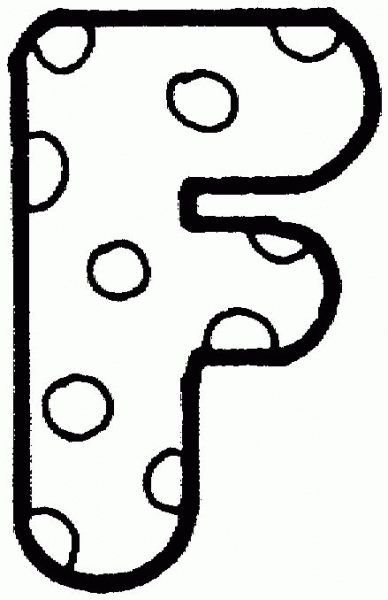 Letter F with Polka Dot coloring page image