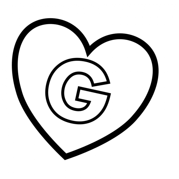Letter G in Heart coloring page image