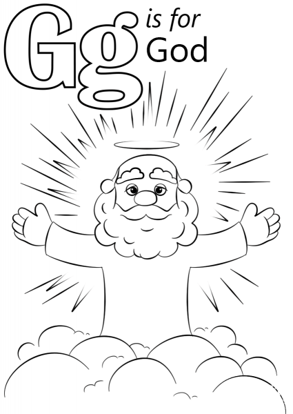 Letter G is for God coloring page image