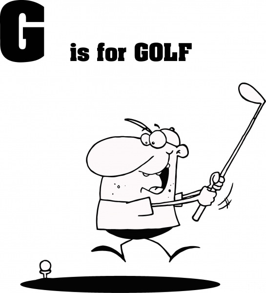 Letter G is for Golf coloring page image