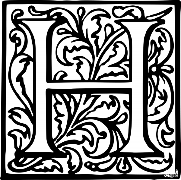 Letter H coloring page image