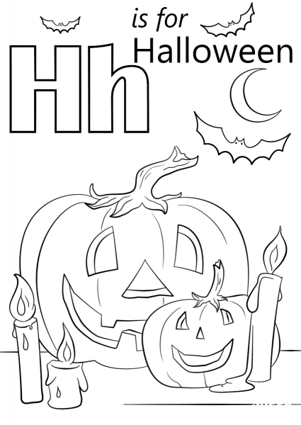 Letter H Is for Halloween coloring page image