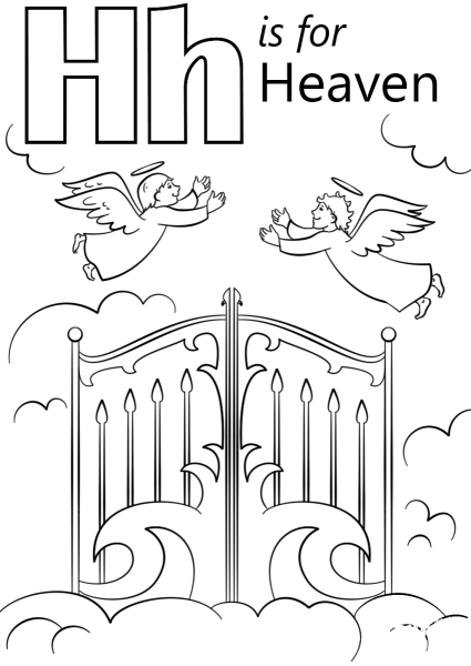 Letter H is for Heaven coloring page image