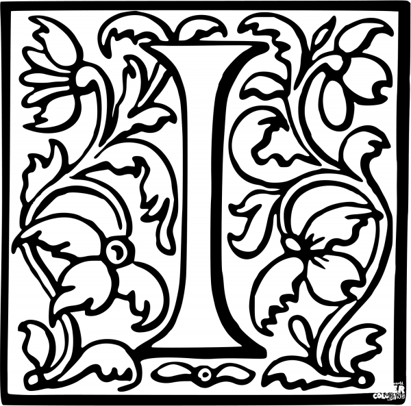 Letter I coloring page image