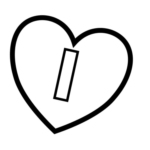 Letter I in Heart coloring page image