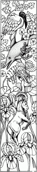 Letter I with Animals coloring page image