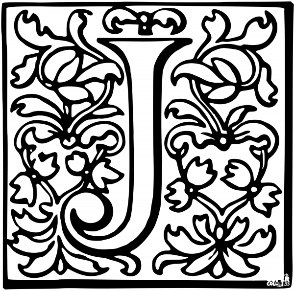 Letter J coloring page image