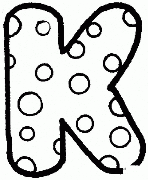 Letter K with Polka Dot coloring page image