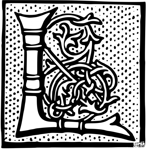 Letter L coloring page image