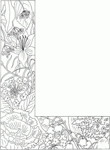 Letter L with Plants coloring page image