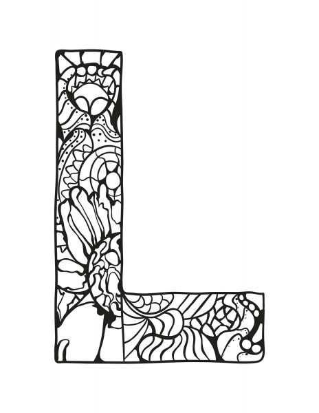 Letter L Zentangle coloring page image