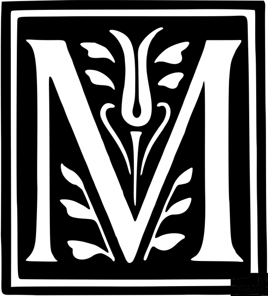Letter M coloring page image