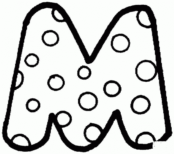 Letter M with Polka Dot coloring page image