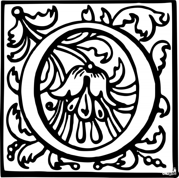 Letter O coloring page image