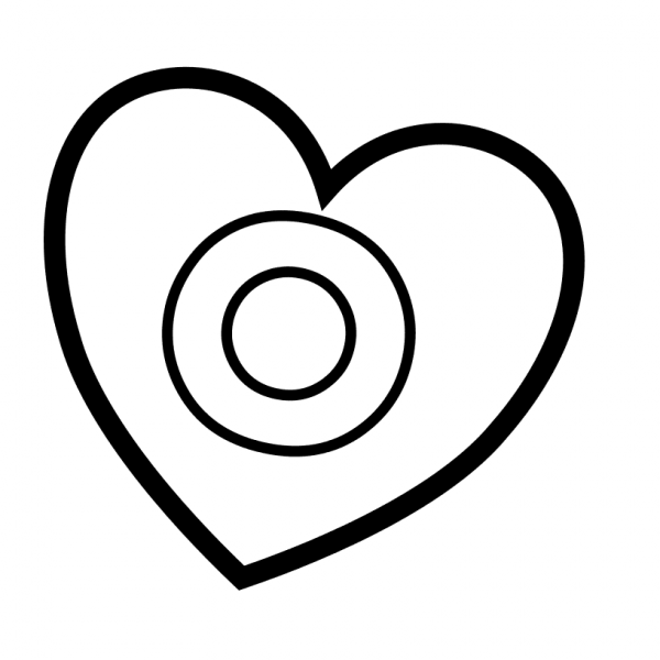 Letter O in Heart coloring page image