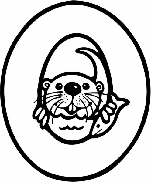 Letter O is for Otter coloring page image