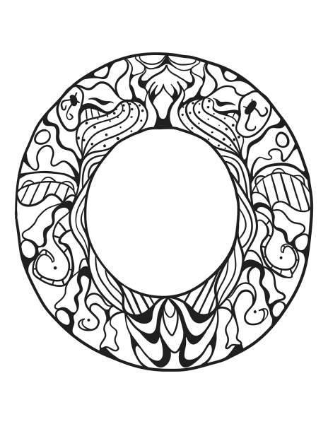 Letter O Zentangle coloring page image