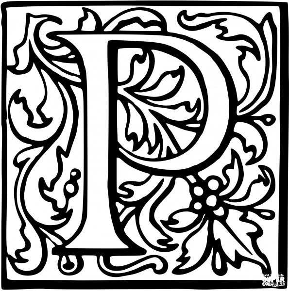 Letter P coloring page image