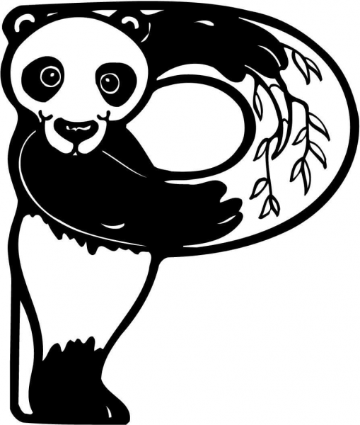Letter P is for Panda coloring page image
