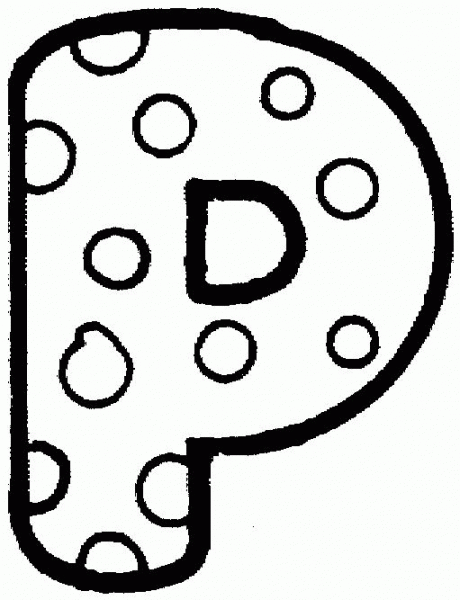 Letter P with Polka Dot coloring page image
