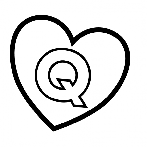Letter Q in Heart coloring page image