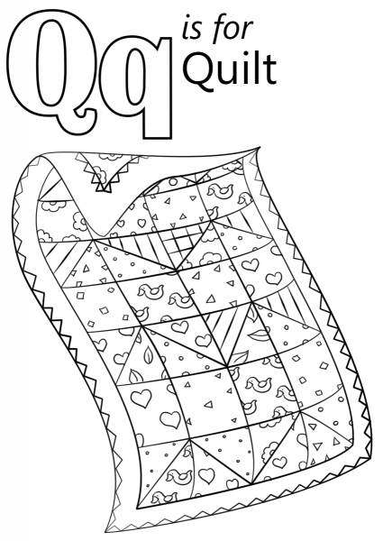 Letter Q is for Quilt coloring page image