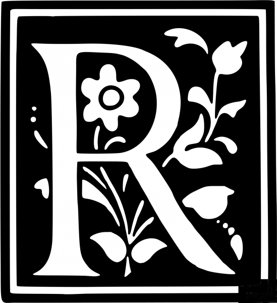 Letter R coloring page image