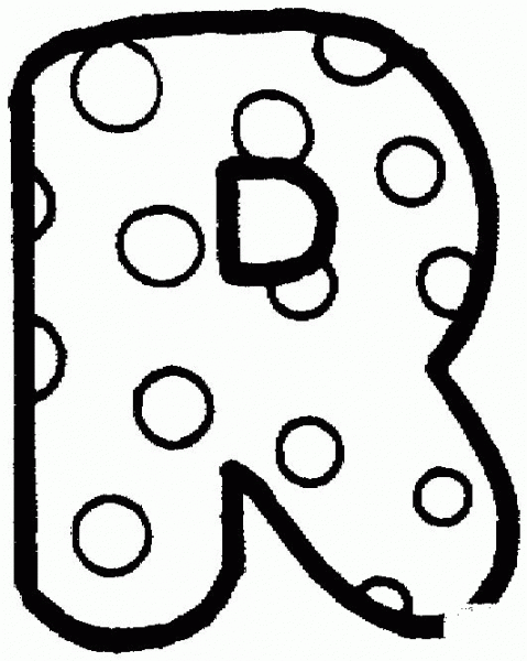Letter R with Polka Dot coloring page image